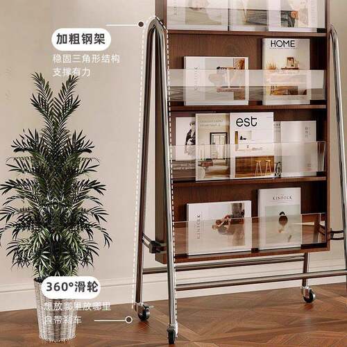 客厅收纳杂志架全身落地镜可移动家用穿衣镜网红美式复古试衣镜子