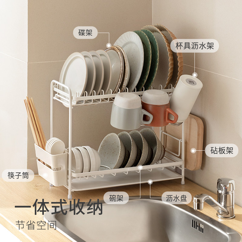 懒角落厨房置物架家用多功能沥水架台面放碗筷收纳盒碗碟收纳架子