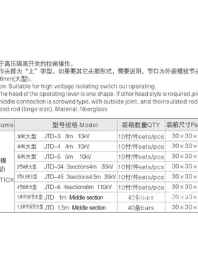 冀泰 直径36mm大型接口令克棒JTD-6 4节6米110KV高压绝缘棒拉闸杆