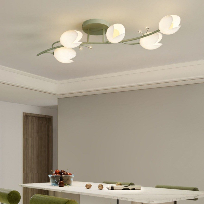 C1Q餐厅吸e顶灯简约现代法式奶油风绿色2023年新款过道走廊饭厅灯