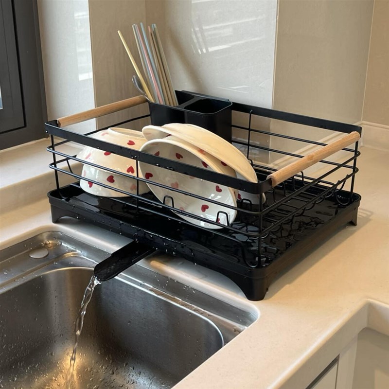 碗碟沥水架厨房置物n架餐具收纳沥水碗架日式铁艺双层金属碗碟架