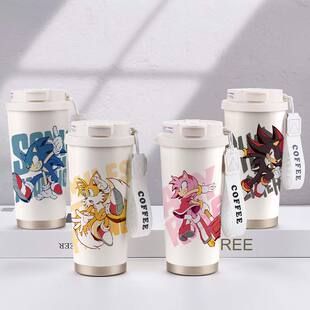 刺猬索尼克周边保温杯塔尔斯艾咪夏特儿童大容量不锈钢吸管水杯子