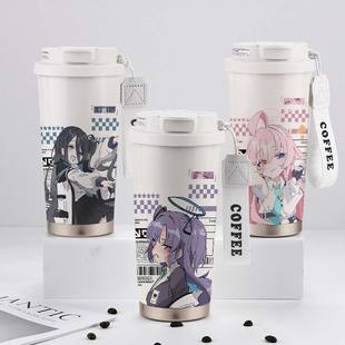 蔚蓝档案周边保温杯爱丽丝优香星野学生二次元大容量不锈钢水杯子