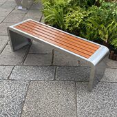 不锈钢公园椅户外长椅靠背庭院椅室外坐凳广场小区椅防腐木长条凳