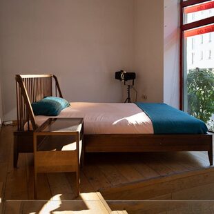 北美黑胡桃实木床北欧简约原创单双人1米8大床定制高端轻奢日式