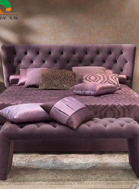 儿童床女孩欧式布艺紫色粉色单人床实木床轻奢现代简约网红公主床