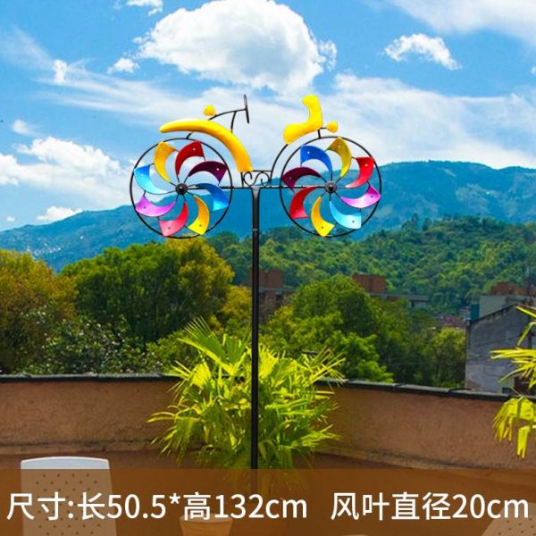 户外风车花园阳台庭院铁艺旋转装饰摆件自行车模型创意造景布置