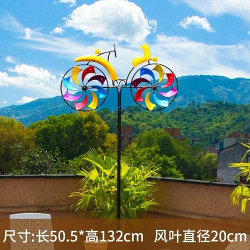 户外风车花园阳台庭院铁艺旋转装饰摆件自行车模型创意造景布置