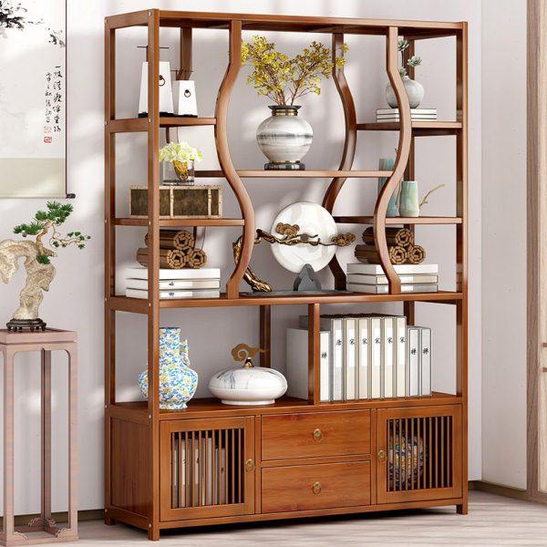 博古架实木中式茶叶架多宝阁茶室置物架现代简约鸡翅木摆件展示柜