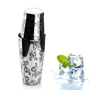 304不锈钢刻花波士顿双厅调酒壶雪克壶摇酒壶酒吧调酒工具