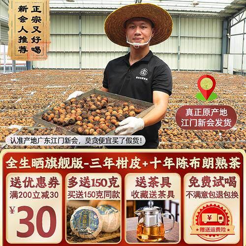 新会小青柑普洱茶特级熟茶桔普天马金桔茶陈皮小青桔生晒橘子茶叶