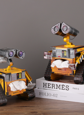 瓦力机器人摆件复古铁艺模型工艺品装饰纸巾盒创意摆设Z存钱罐礼