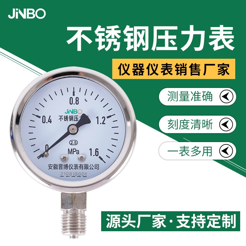 YTP100BF/ML不锈钢隔膜压力表螺纹式连F接膜片耐腐蚀M20*1.5 DN15