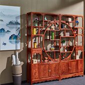 红木博古架中式 实木多宝阁展示架刺猬紫檀茶叶置物架花梨木隔厅架