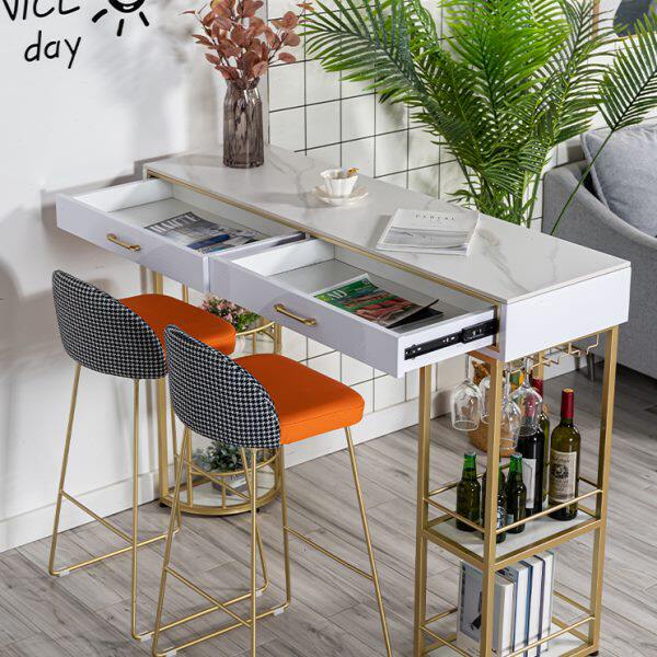 轻奢岩板吧台桌家用客厅隔断柜酒吧桌高脚桌椅开放式厨房吧台休闲