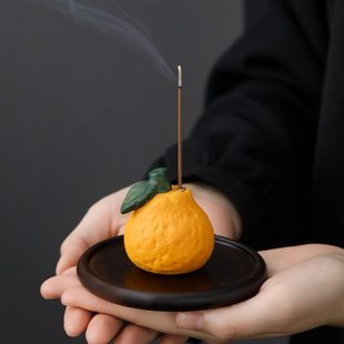 陶瓷创意丑橘子陶瓷线香底座香插家用室内香座香托禅意茶室香薰炉