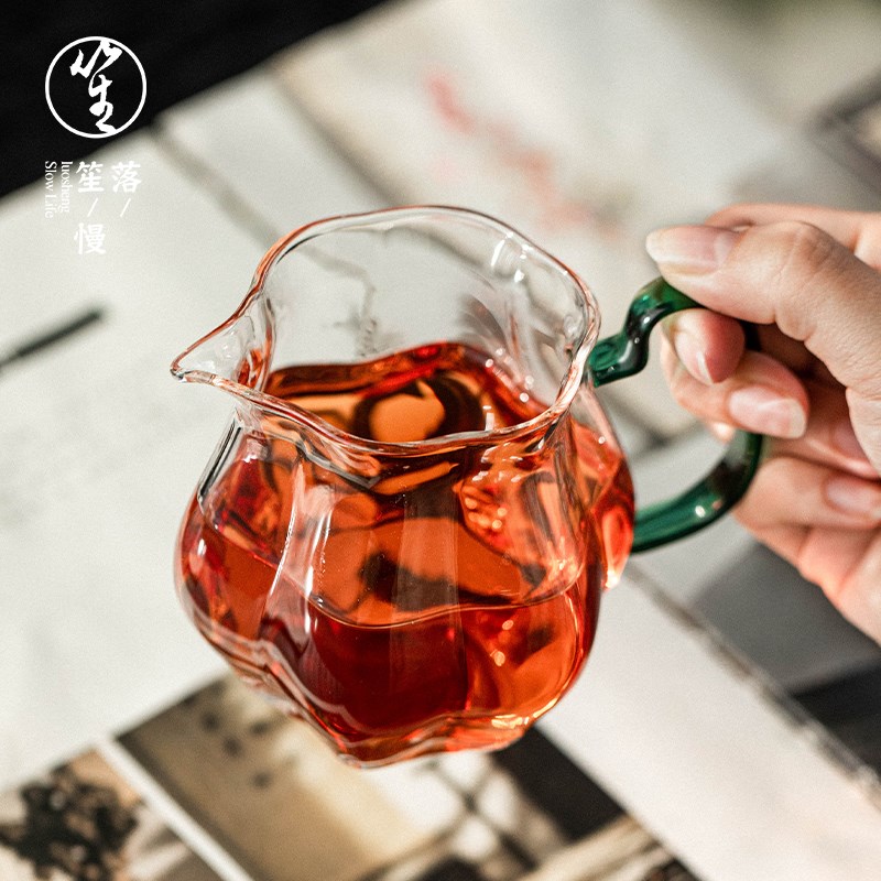落笙玻璃公道杯高档日式分茶器耐高温加厚茶海带手U柄透明功夫茶