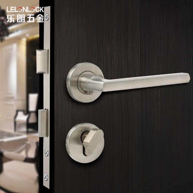 欧式室内门锁 304q不锈钢分体执手锁 纯铜锁芯哑黑卧室门锁