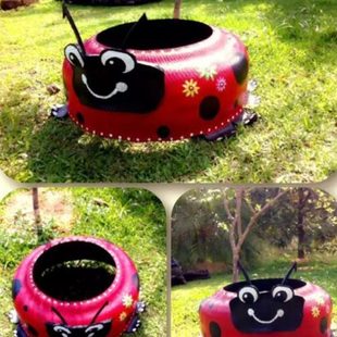 废旧轮胎工艺品改造 轮胎创意景观装饰轮胎造型摆件幼儿园彩绘