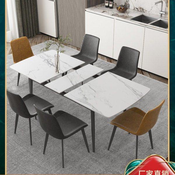 意式岩板伸缩折叠餐桌椅组合方形现代简约多功能电磁炉北欧小户型,住宅家具,岩板餐桌,淘宝优惠券,粉丝福利购,淘宝优惠卷