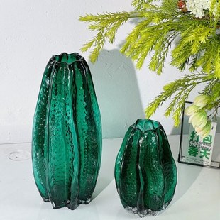 不规则高端艺术玻璃透明水养花瓶摆件客厅插花电视柜杨桃装饰品