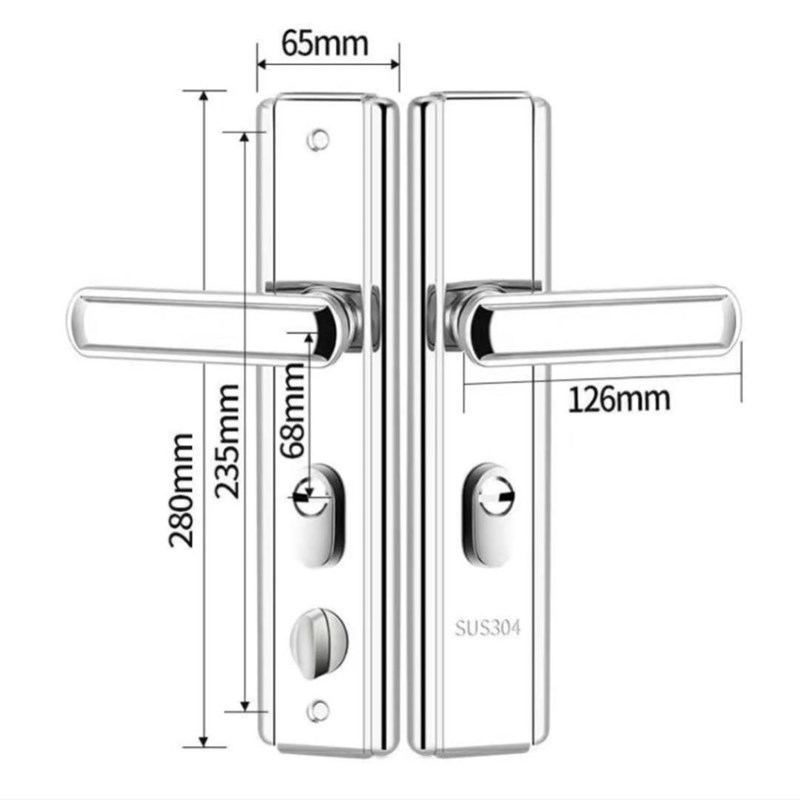 多功能不锈钢防i盗门把手加厚入户大门锁外门家用防撬门通用型拉