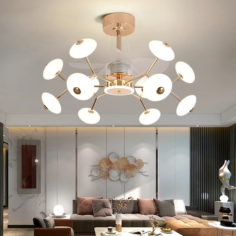 网红北欧客厅吊灯2023新款奶油客厅灯简约现代大U气纯铜套餐组合