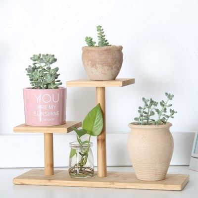 环保竹木桌面小花架窗台办公室竹子制置物架小花台多肉花盆植物架,收纳整理,阳台置物架,淘宝优惠券,粉丝福利购,淘宝优惠卷