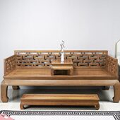 鸡翅木罗汉床红木家具仿古实木罗汉榻原木中式 睡榻明清客厅沙发床