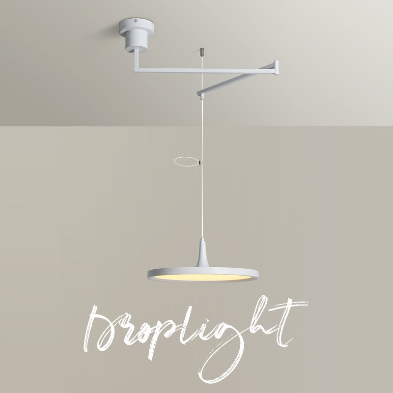 全光谱饭厅吊灯飞碟灯摇臂饭厅餐桌灯奶油M风可移位可移动吧台灯