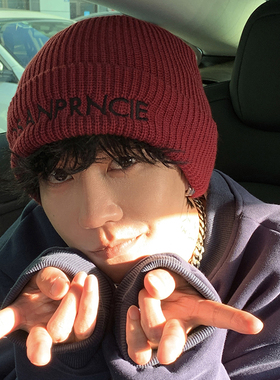 FINE STATE红色帽子男款棉帽z子冬季针织帽2023新款男士毛线帽冷