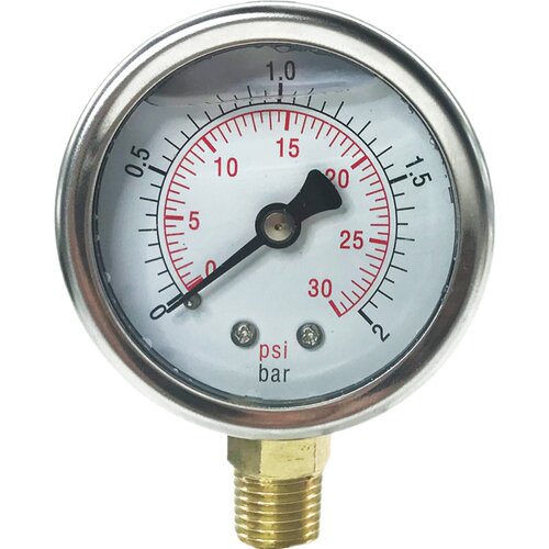 液位压力表体Y50LA-1/4NPT不锈钢金属0-2BAR制氧机用0.2Mpa气压仪