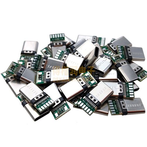 USB 3.0TYPE-C 24P拉伸公头 8个焊点 带PCB板 C TO C 插头 拉伸