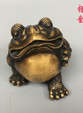 纯铜招财金蟾摆件家居店铺收银台招财摆件三足金蟾工艺品礼品