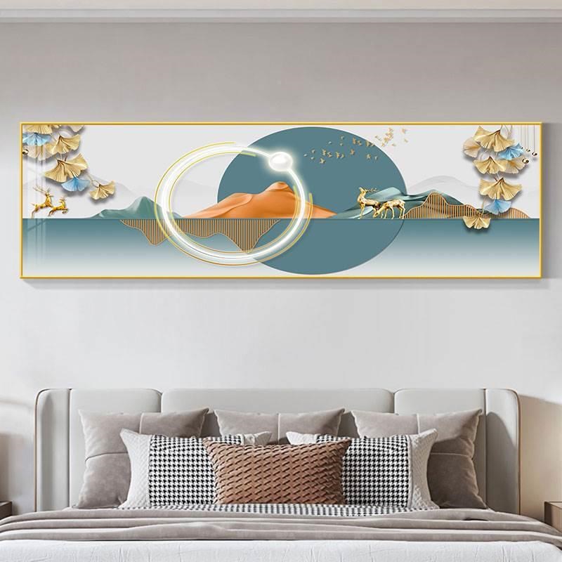 新装款室主床挂头卧饰代现简约卧房间L背景墙客厅墙面壁定做