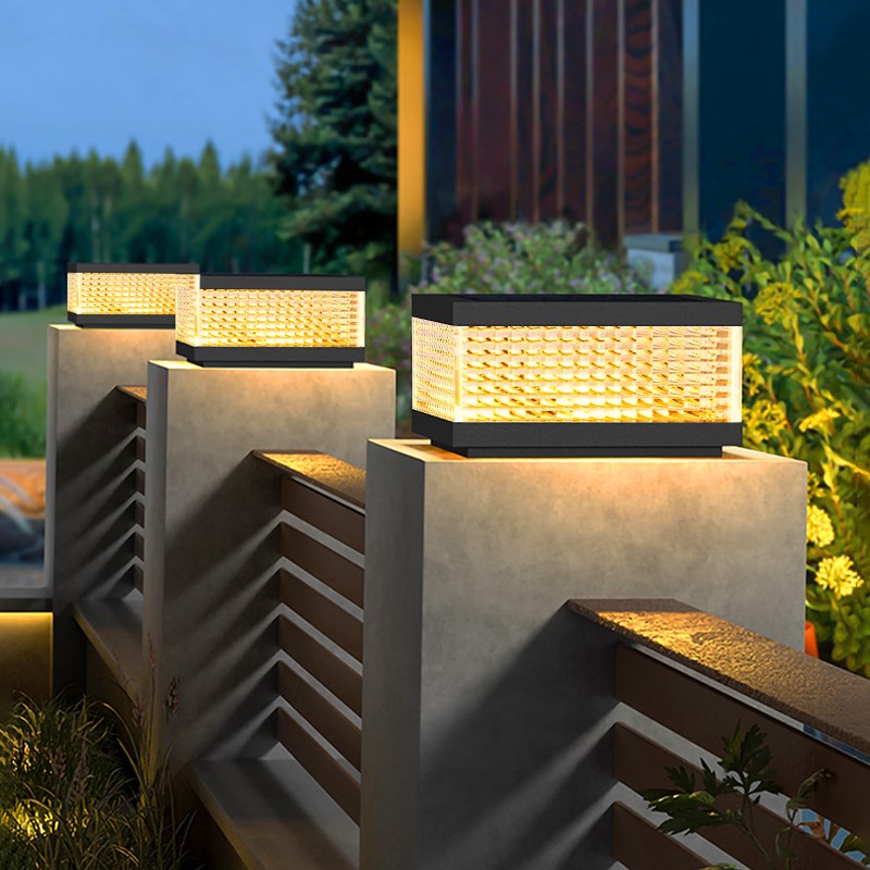 柱头灯太阳能不锈钢户外防水别墅庭院柱子简约现代围W墙院墙门柱