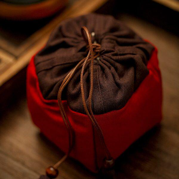 复古棉麻香炉器物收纳袋茶具布艺便携包束口手提小茶杯包首饰袋