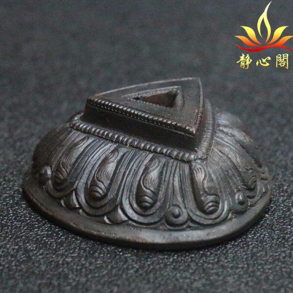 尼泊尔手工纯铁莲花普巴金刚橛金刚杵底座摆件底座居家供具藏式