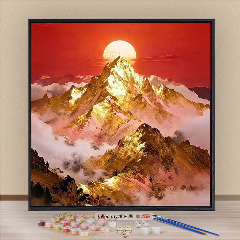 日照金山油画diy数字油画风景画