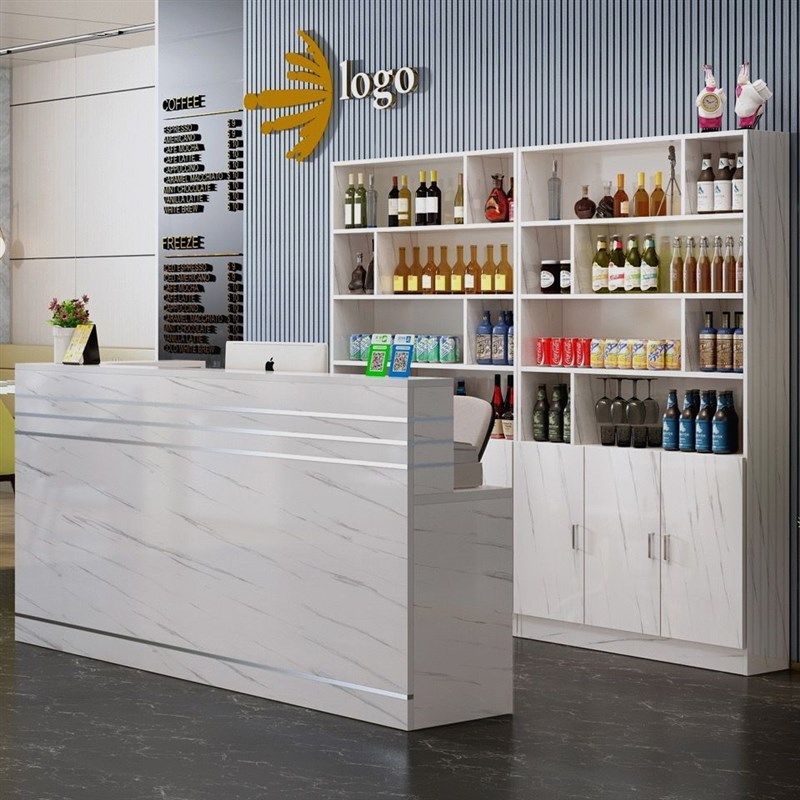 转角收银台柜台小型饭店餐厅前台桌酒柜酒架复古吧台简约现代店铺