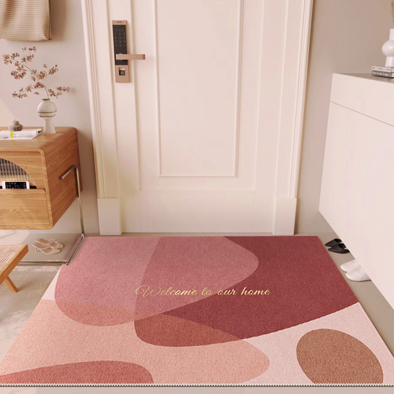 莫兰迪色系入户门地垫2024新年喜庆进门J门口地毯简约高级粉红门