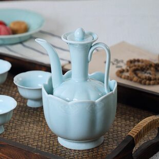 陶瓷酒具龙泉青瓷宋韵酒壶中式仿古分酒器温酒壶宋式执壶点茶壶