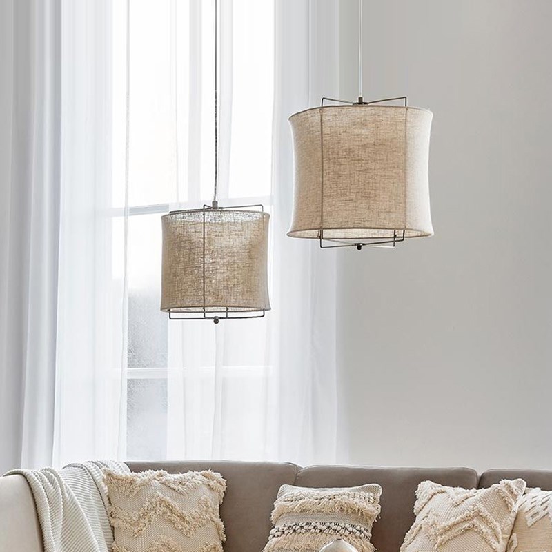 侘寂风吊灯餐厅i吧台火锅店餐桌民宿卧室日式复古创意麻布餐饮灯