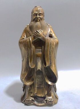 孔子铜像摆件孔夫子铜孔子像铜雕像家居装饰工艺礼品家居复古摆件