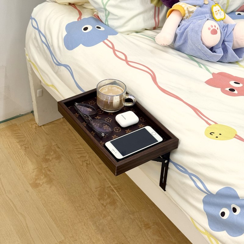 简易床头桌免打孔可折叠隐t形悬空家用卧室床边置物架手机收纳架