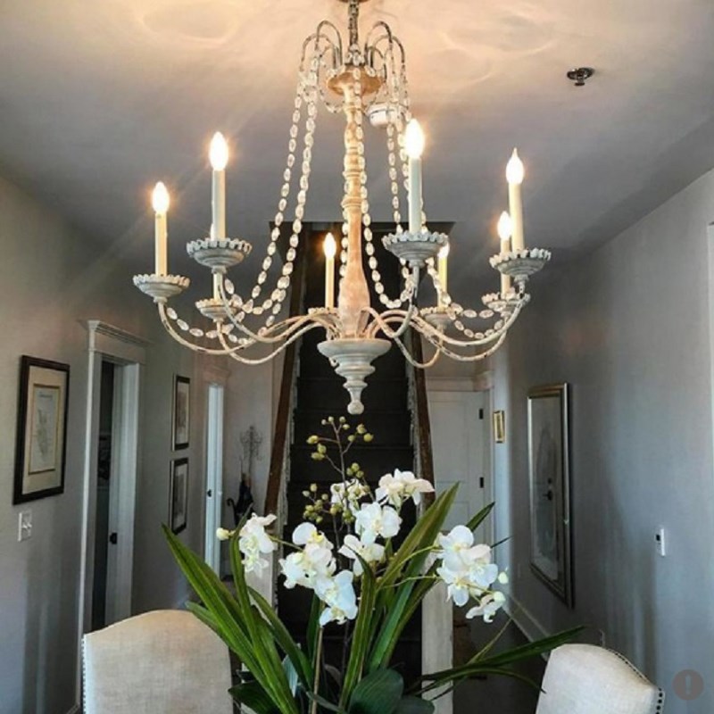 灯具木头吊灯餐厅水晶风客厅复古餐厅G别墅卧室法式灯饰乡村简约