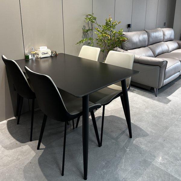 意式极简纯黑色岩板餐桌椅组合家用轻奢现代简约长方形小户型饭桌,住宅家具,岩板餐桌,淘宝优惠券,粉丝福利购,淘宝优惠卷