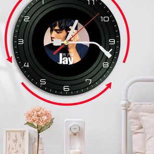 反方向 艺术生日礼品礼物 钟可定制周杰伦jay黑胶挂钟表创意个性