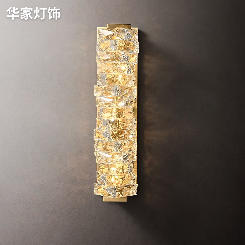 轻奢全铜水d晶壁灯后现代简约卧室床头灯奢华大气客厅电视背景墙