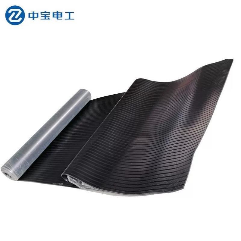 中宝电工10KV5mm厚1*5米/卷B防滑条纹绝缘橡胶垫绝缘地垫配电室用
